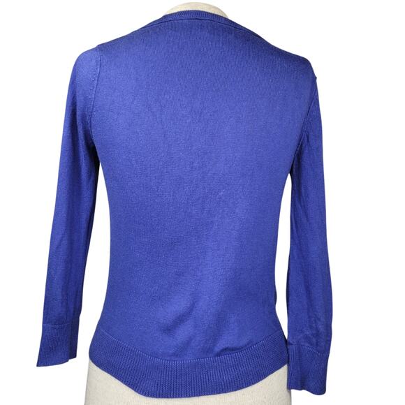 Blue Cotton Blend Cardigan Sweater Size Small - Picture 2 of 4
